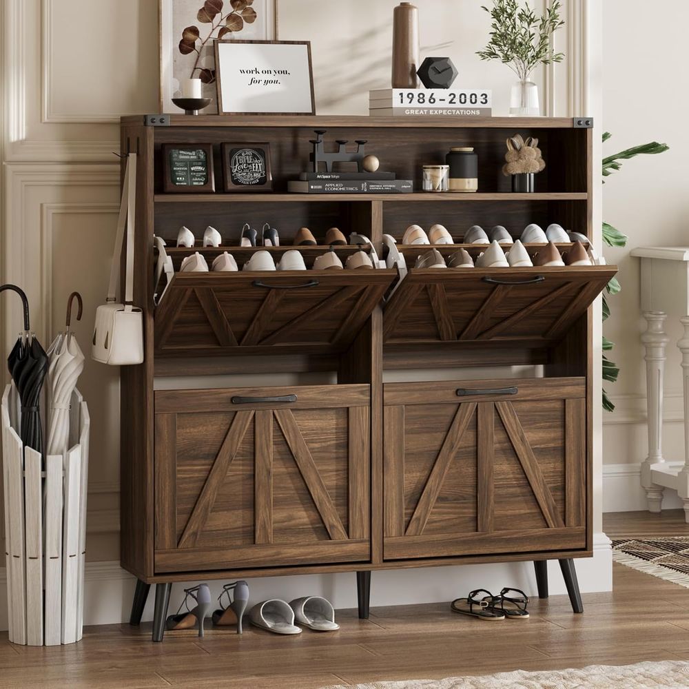 4단 서랍이 있는 신발장, 팜하우스 스타일 신발 수납장 - Shoe Rack Cabinet Narrow Entryway 리뷰 및 가격