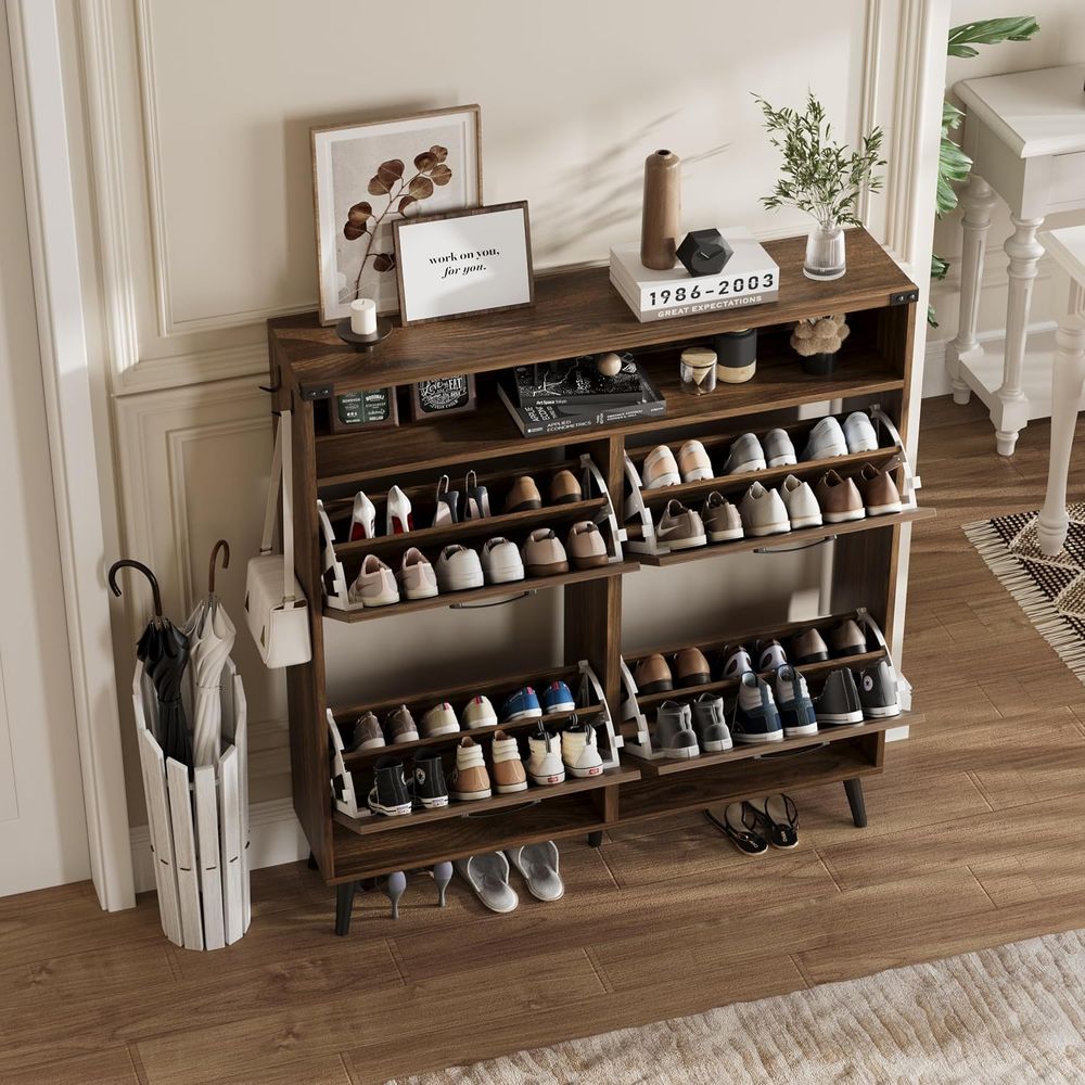 4단 서랍이 있는 신발장, 팜하우스 스타일 신발 수납장 - Shoe Rack Cabinet Narrow Entryway 리뷰 및 가격