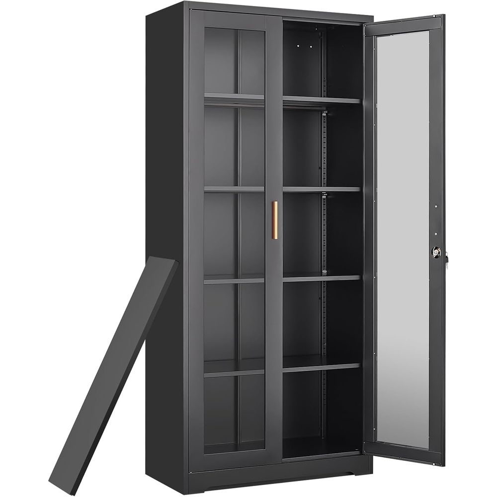 유리 도어가 있는 골동품 전시 캐비닛, 71인치 높이의 - Storage 리뷰 및 가격