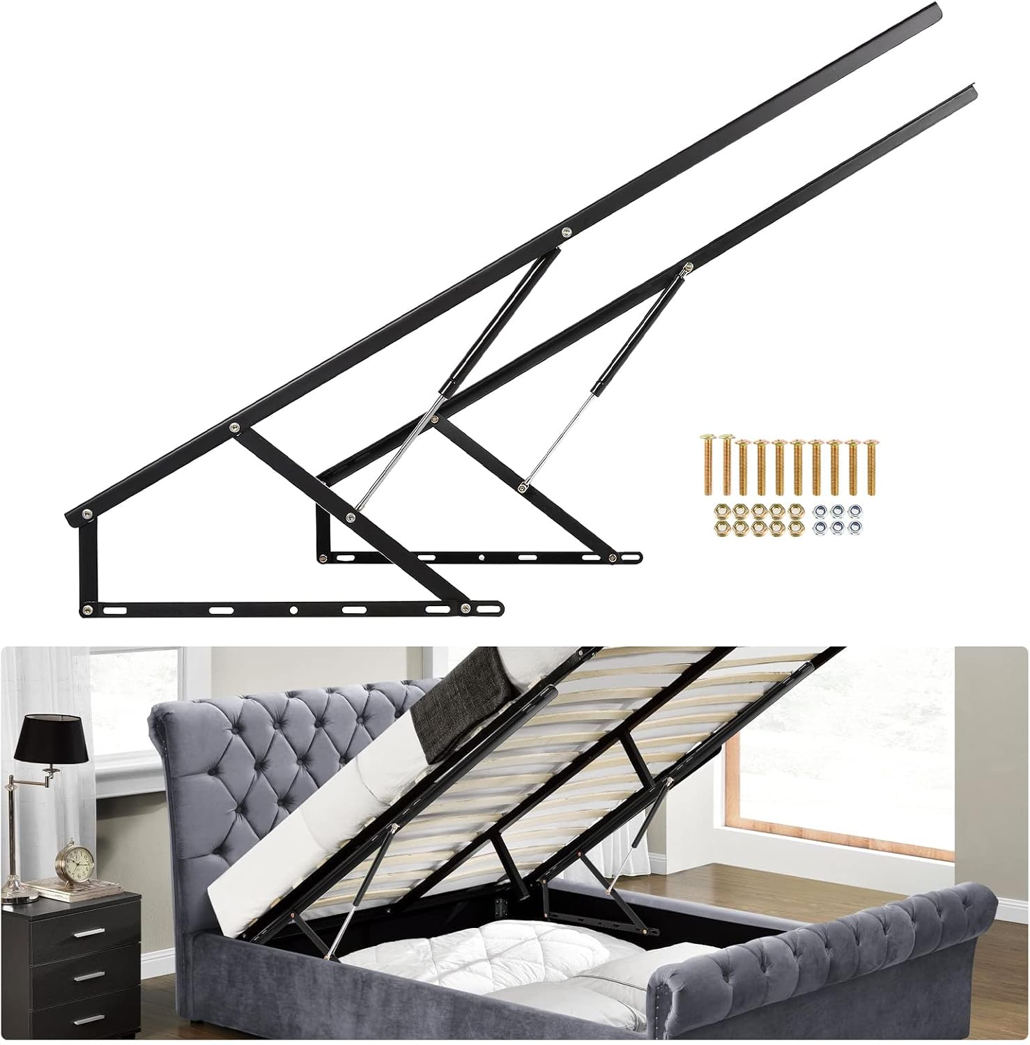 4.6피트 침대 리프트 메커니즘, 176-264파운드  - Gas Lift Storage Bed Hydraulic 리뷰 및 가격