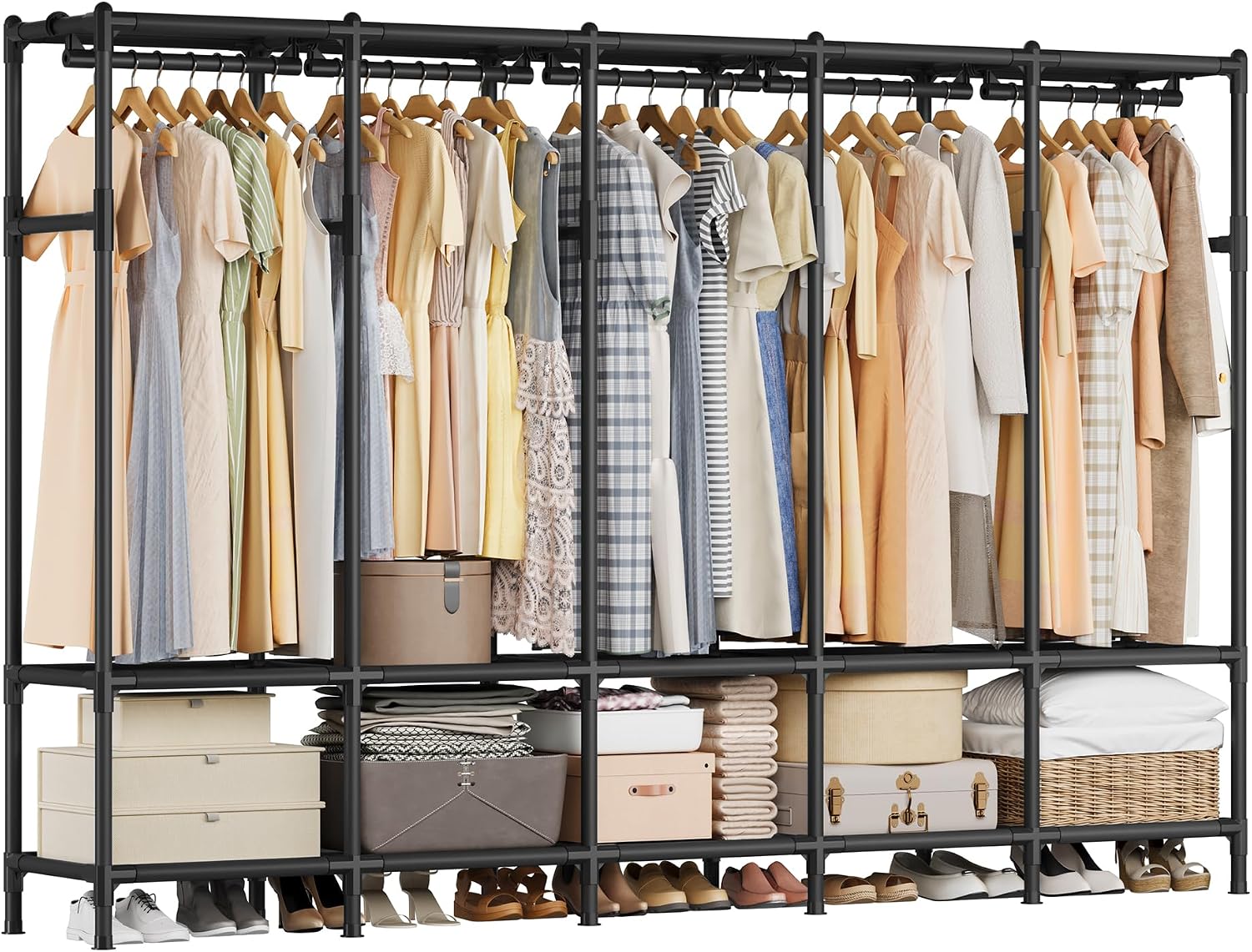 휴대용 옷장 83.5인치, 5개의 옷걸이봉과 10개의  - Wardrobe Closet Portable Fabric Cover 리뷰 및 가격